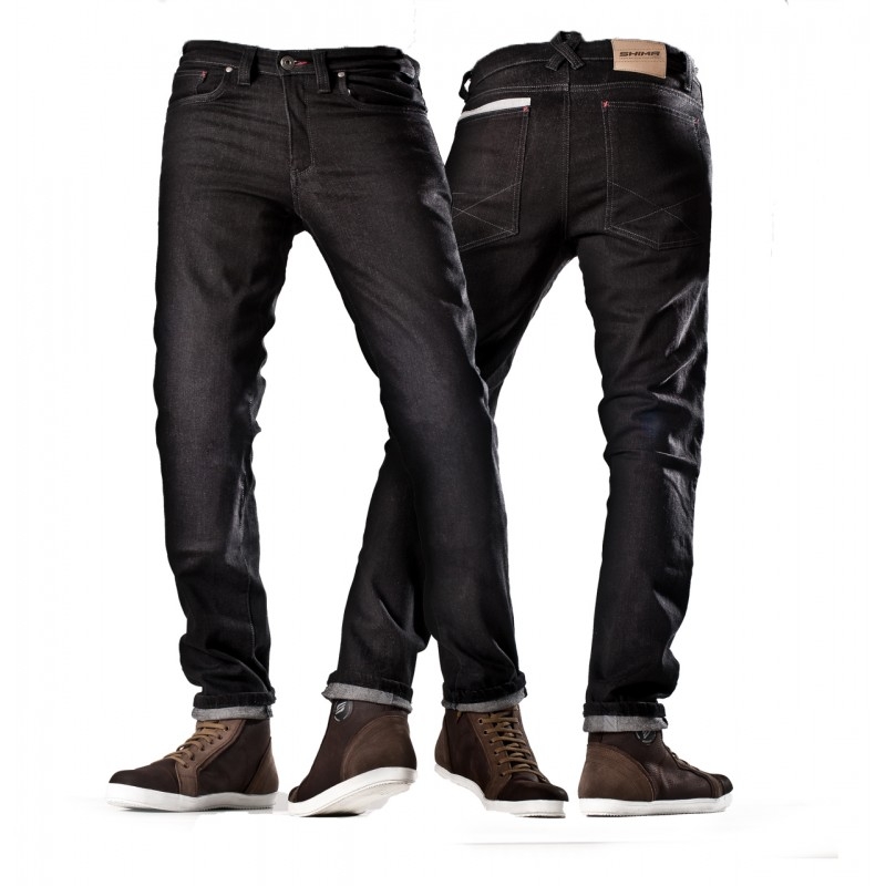 Kevlar Motorrad Jeans Shima Gravel Raw schwarz verlängert