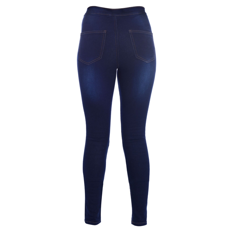 Frauen Lange Leggings Oxford Jeggings Blau Ausverkauf