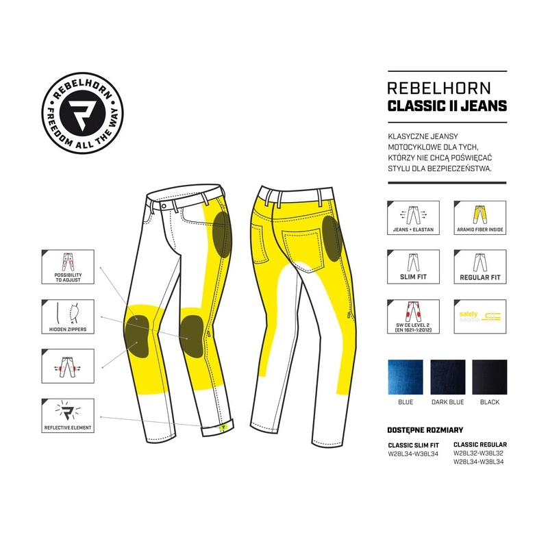 Rebelhorn Classic II Schwarz Cropped Motorrad Jeans Ausverkauf