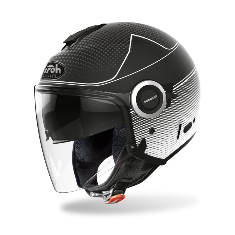 Open Helmet Airoh Helios Map schwarz und weiß Ausverkauf
