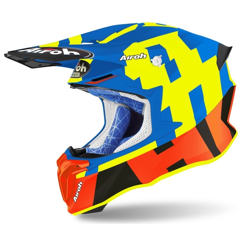Motocross Helm Airoh Twist 2.0 Frame blau-orange-fluo gelb