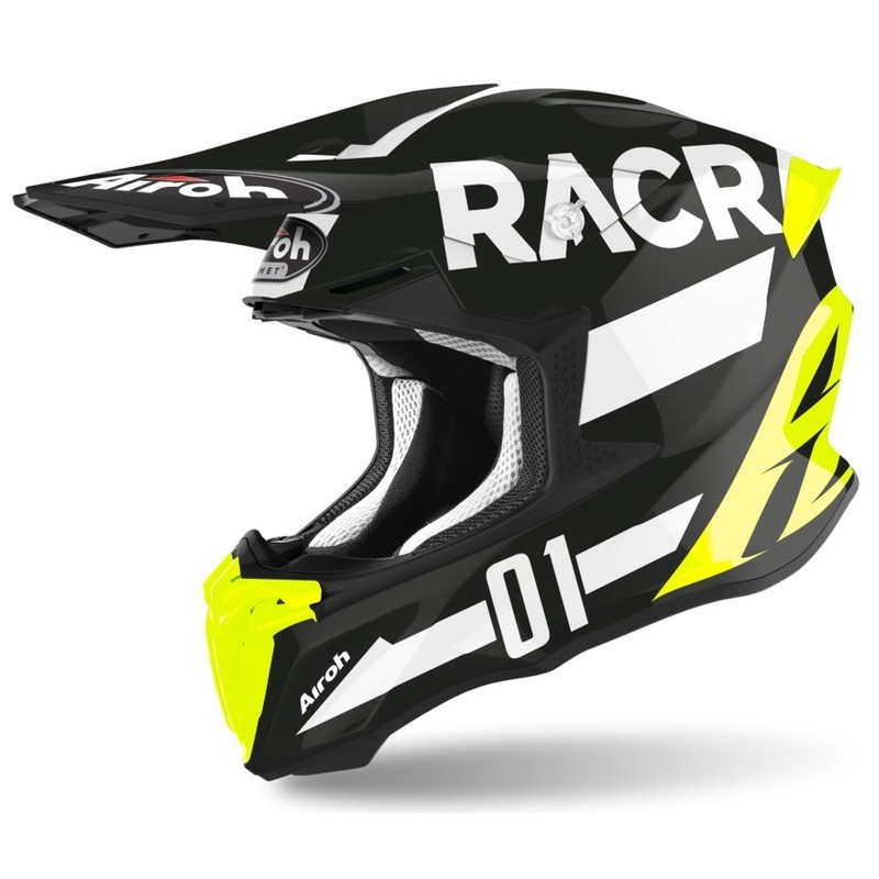 Motocross Helm Airoh Twist Racr schwarz-weiss-fluo gelb Ausverkauf