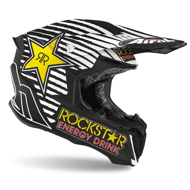 Motocross Helm Airoh Twist Rockstar 2021 schwarz-weiß-gelb Ausverkauf