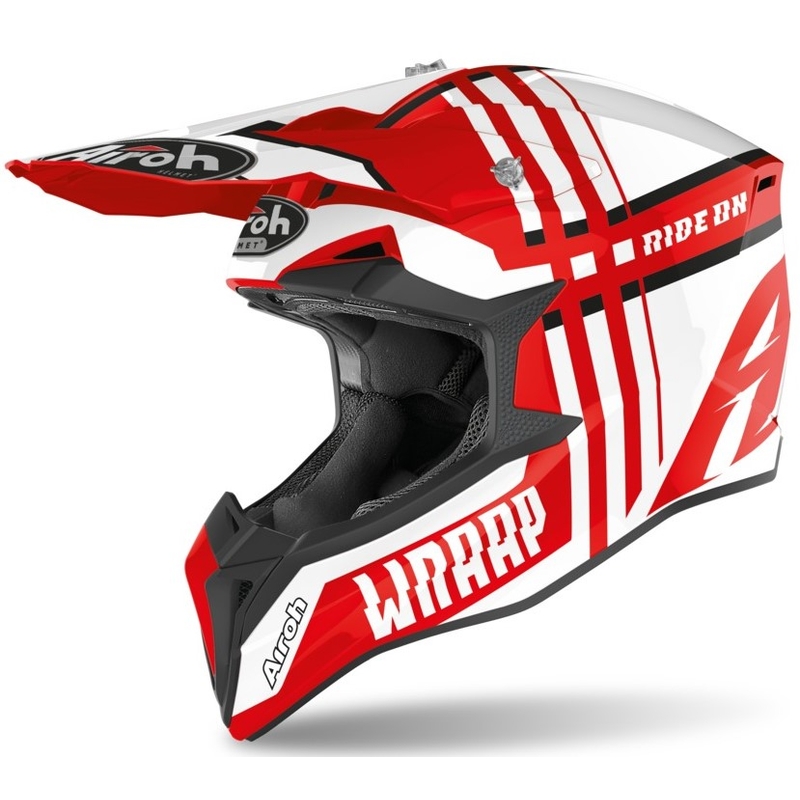 Motocross Helm Airoh Wraap Broken weiß-rot