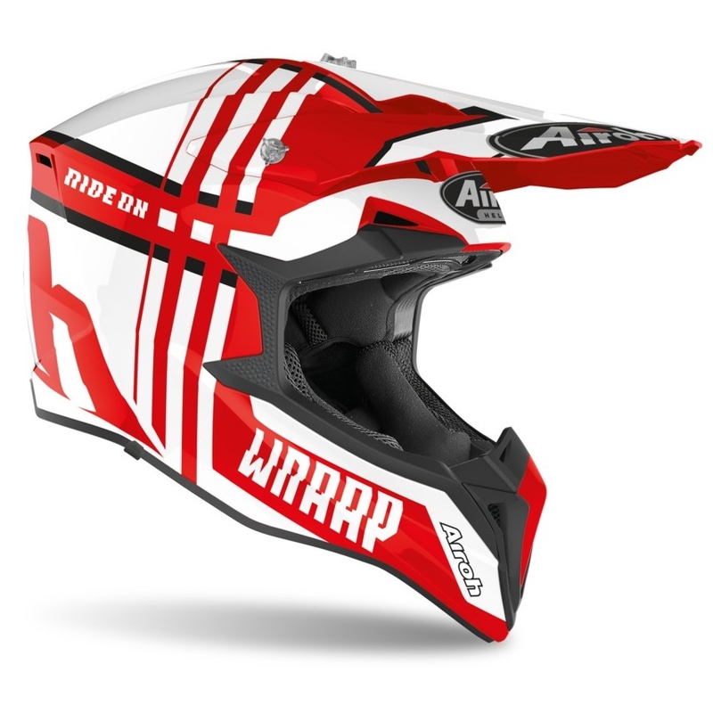 Motocross Helm Airoh Wraap Broken weiß-rot