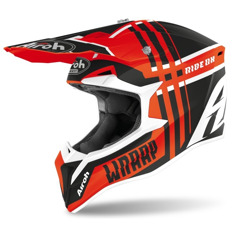 Motocross Helm Airoh Wraap Broken schwarz-orange