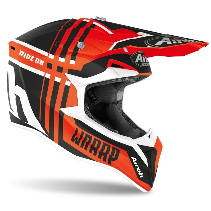 Motocross Helm Airoh Wraap Broken schwarz-orange