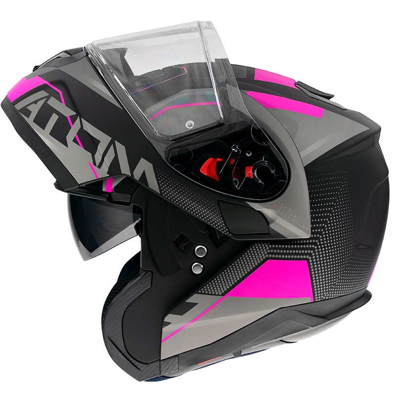 MT Atom SV Quark schwarz-grau-rosa klappbarer Motorradhelm Ausverkauf
