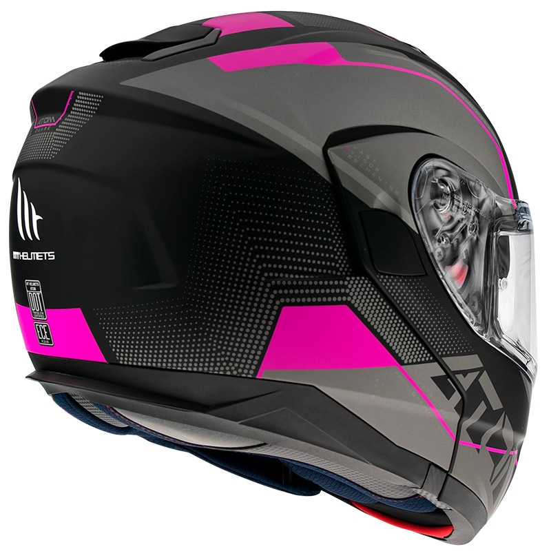 MT Atom SV Quark schwarz-grau-rosa klappbarer Motorradhelm Ausverkauf