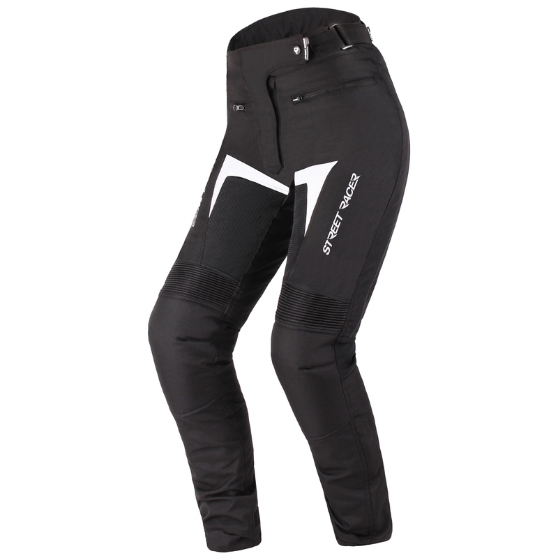 Street Racer Elite Motorradhose für Damen in Schwarz und Weiß - Klasse II