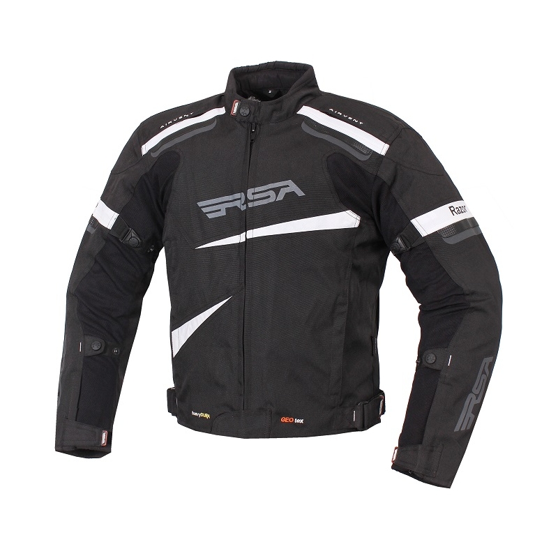 RSA Razor schwarz-weiße Motorradjacke Ausverkauf