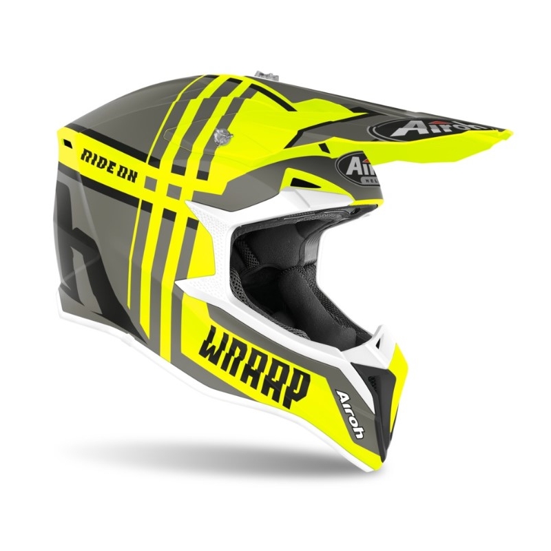 Motocross Helm Airoh Wraap Broken gelb-grau