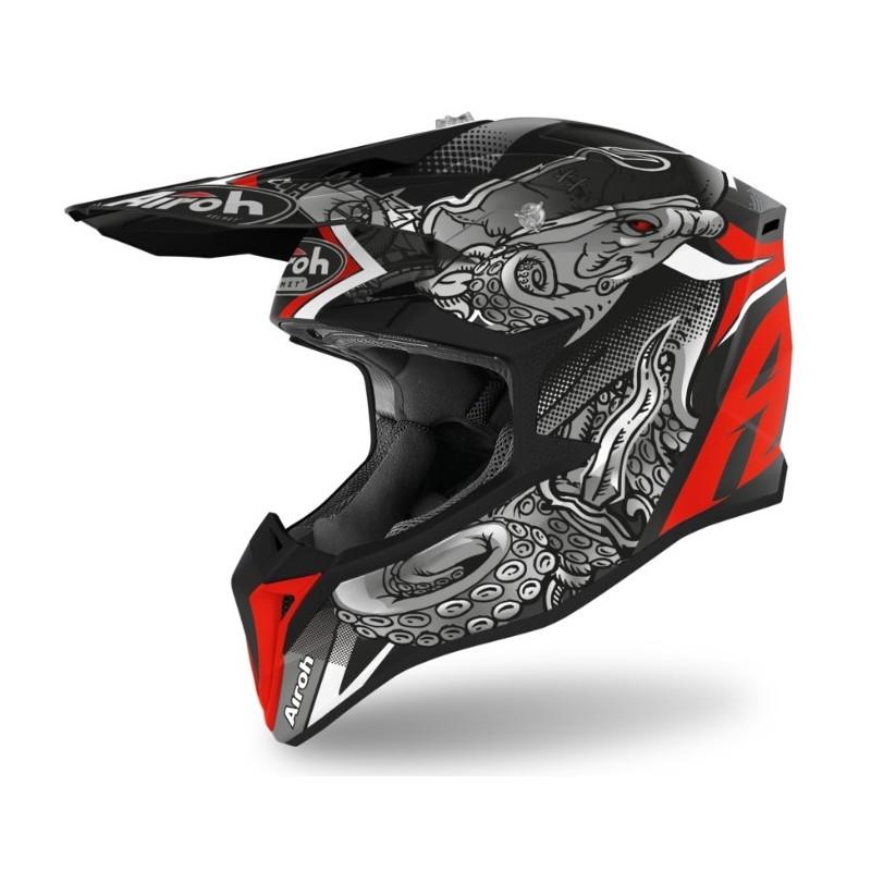 Motocross Helm Airoh Wraap Octopus schwarz-rot