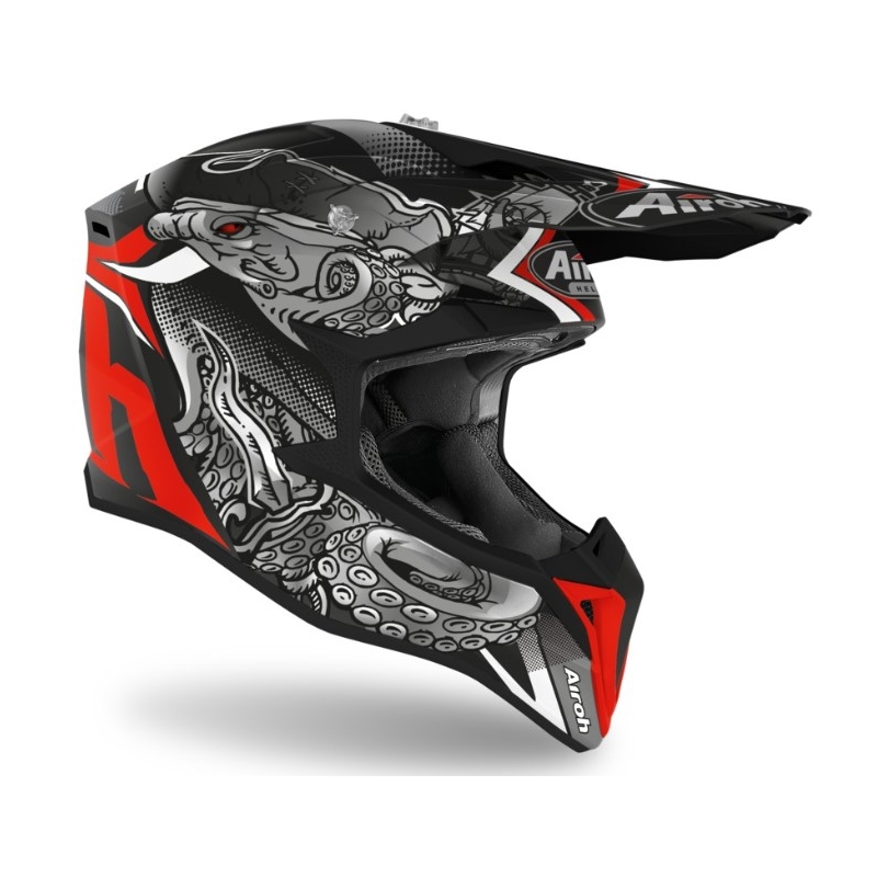 Motocross Helm Airoh Wraap Octopus schwarz-rot