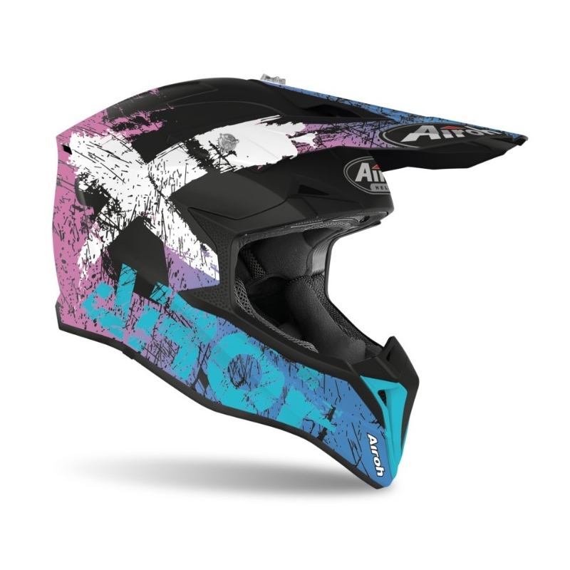 Motocross Helm Airoh Wraap Smile blau-violett