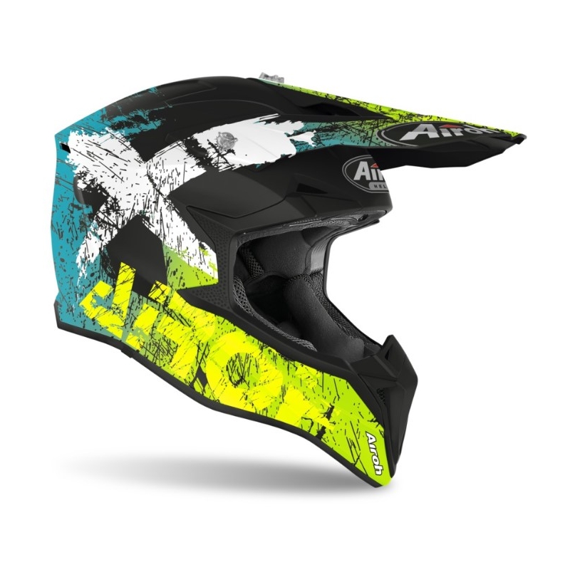 Motocross Helm Airoh Wraap Smile gelb-schwarz Ausverkauf