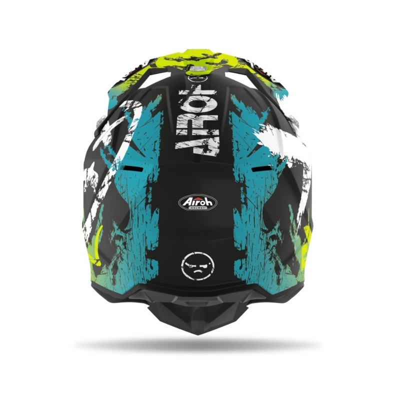 Motocross Helm Airoh Wraap Smile gelb-schwarz Ausverkauf