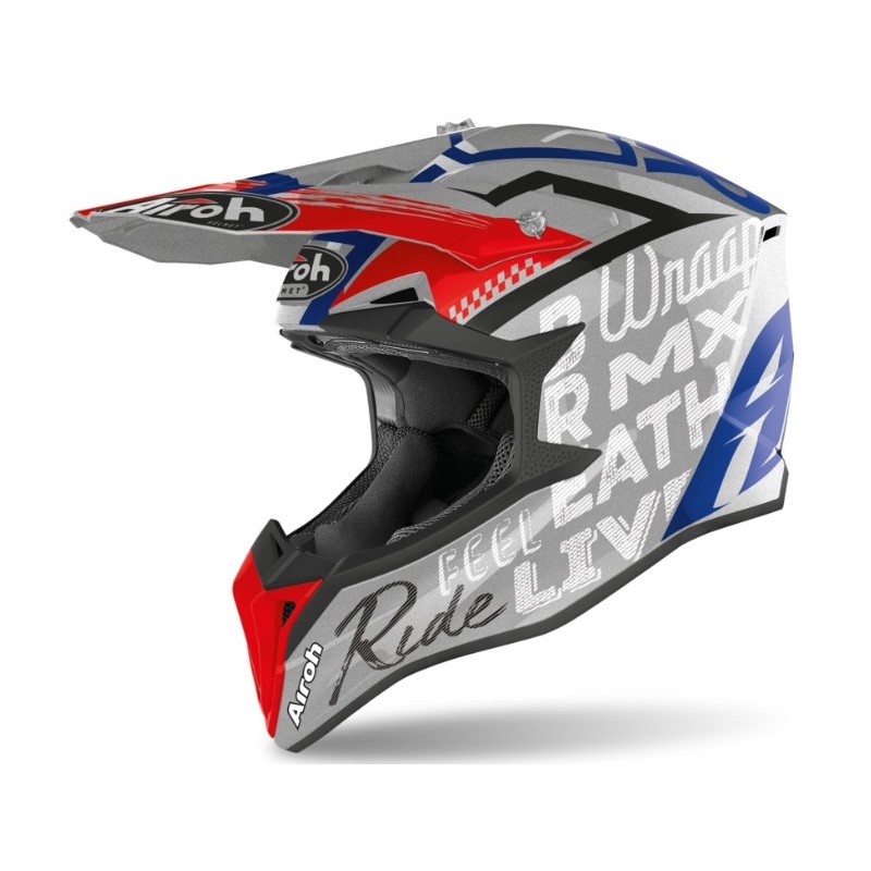 Motocross Helm Airoh Wraap Street grau-blau-rot