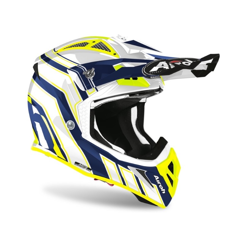 Motocross Helm Airoh Aviator Ace Art blau-weiß-fluo gelb 2021