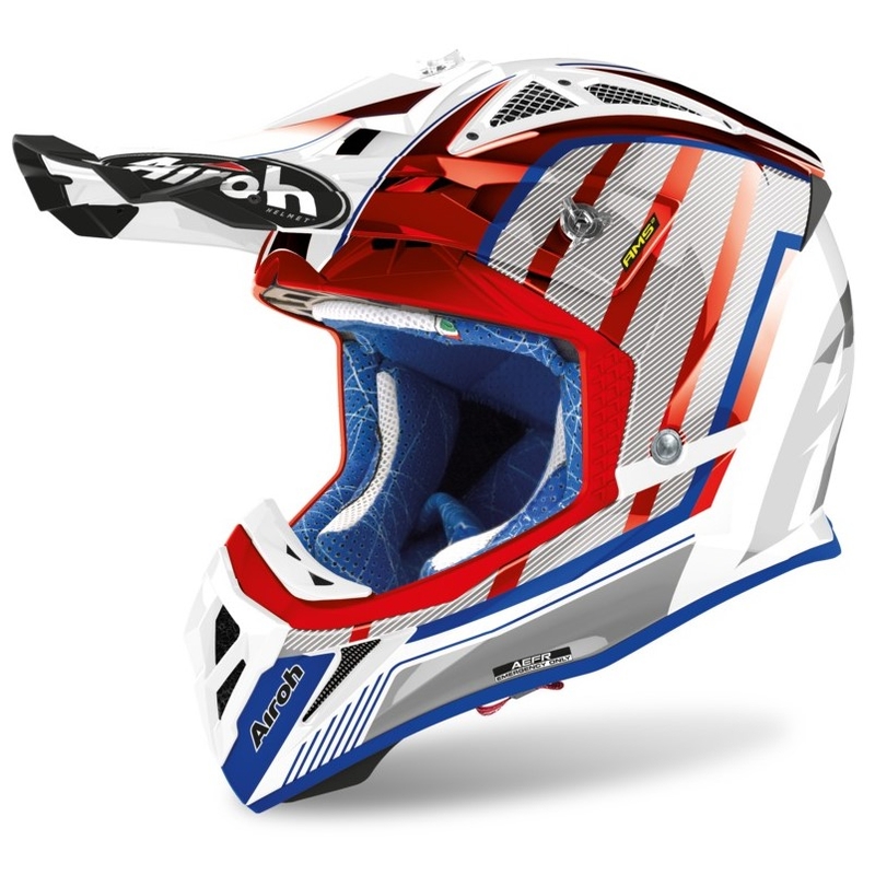Motocross Helm Airoh Aviator Glow 2.3 AMS2 rot-blau-grau
