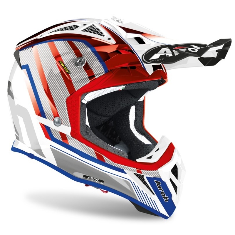 Motocross Helm Airoh Aviator Glow 2.3 AMS2 rot-blau-grau