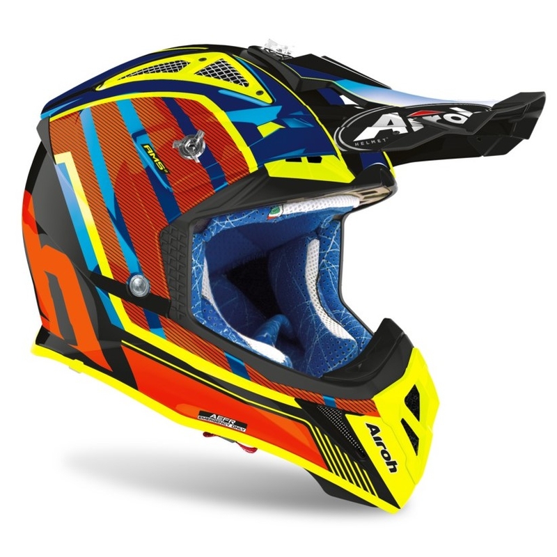Motocross Helm Airoh Aviator Glow 2.3 AMS2 gelb-rot-orange