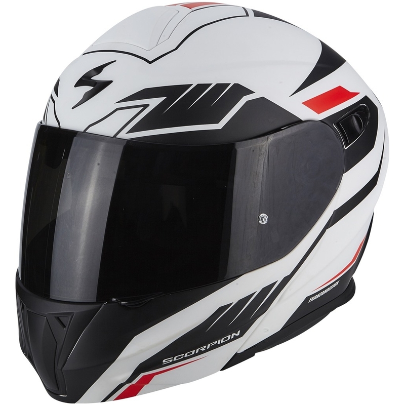 Scorpion EXO-920 Shuttle schwarz-weiß-rot Tip-up Helm Ausverkauf