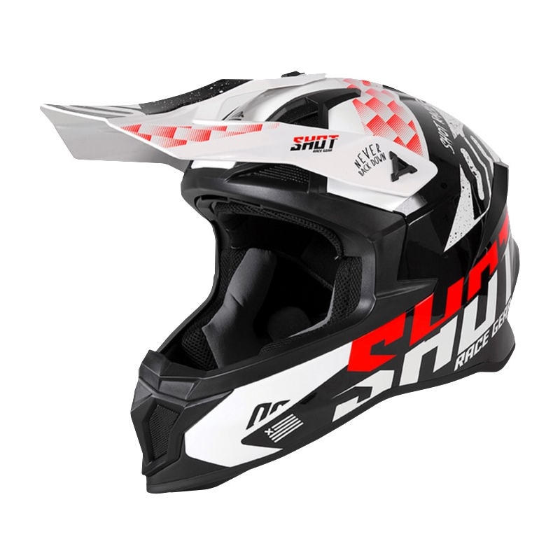 Motocross-Helm Shot Lite Rush schwarz-weiß-rot