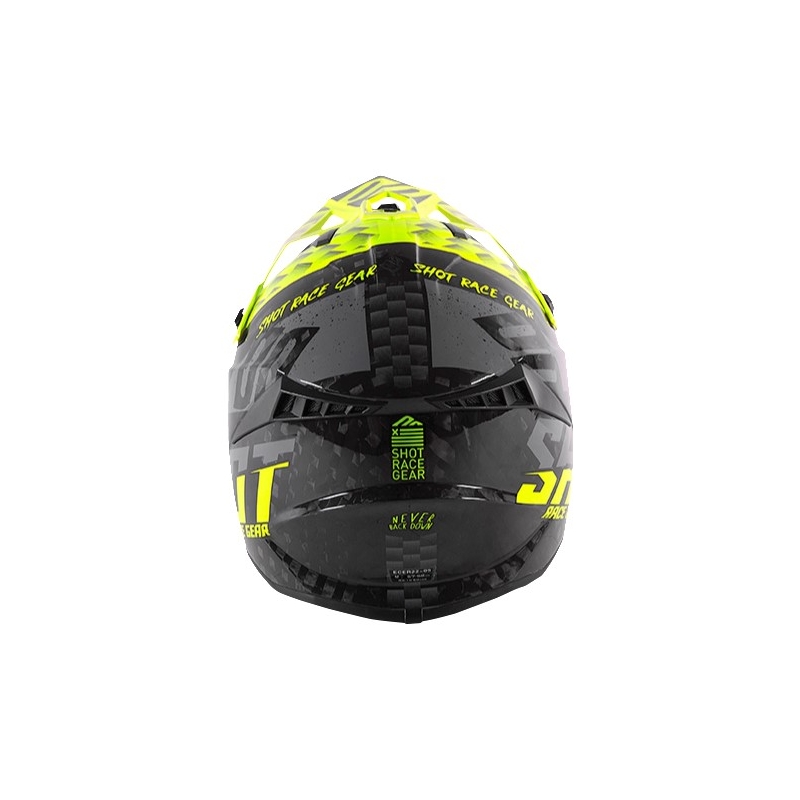 Motocross-Helm Shot Lite Rush Carbon schwarz-grau-fluorgelb