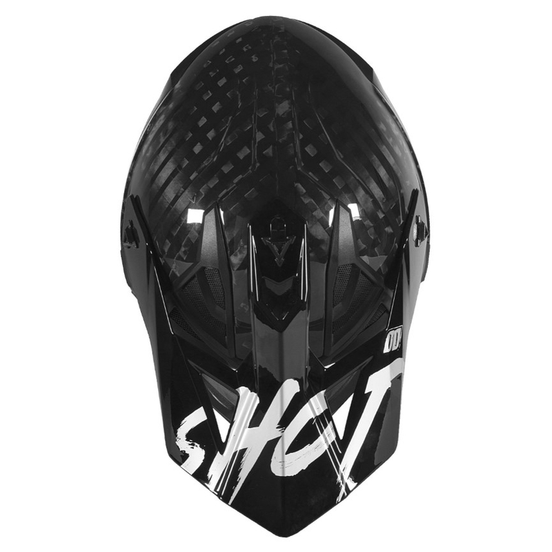 Motocross-Helm Shot Lite Uni Solid Carbon Schwarz-Silber Ausverkauf