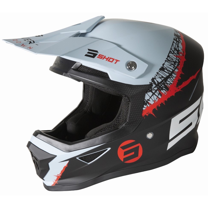 Motocross-Helm Shot Furious Storm schwarz-grau-rot