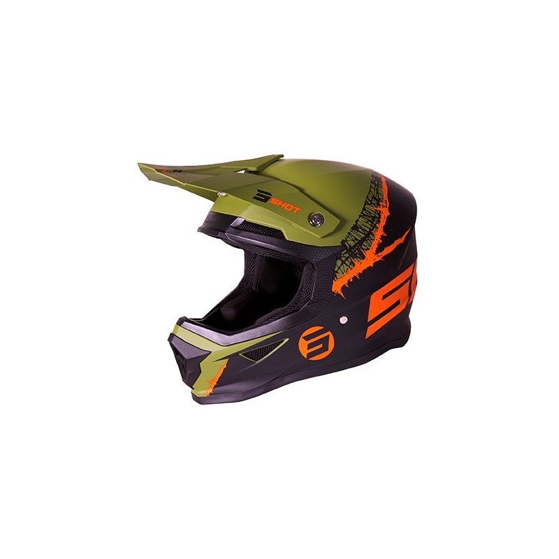 Motocross Helm Shot Furious Storm schwarz-grün-orange Ausverkauf