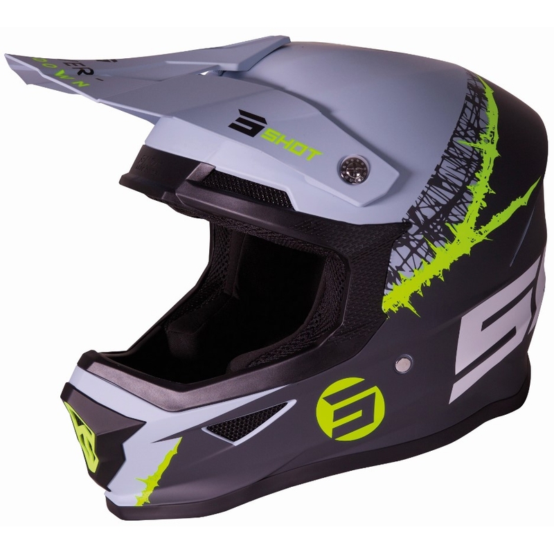 Motocross Helm Shot Furious Storm schwarz-grau-fluo gelb Ausverkauf