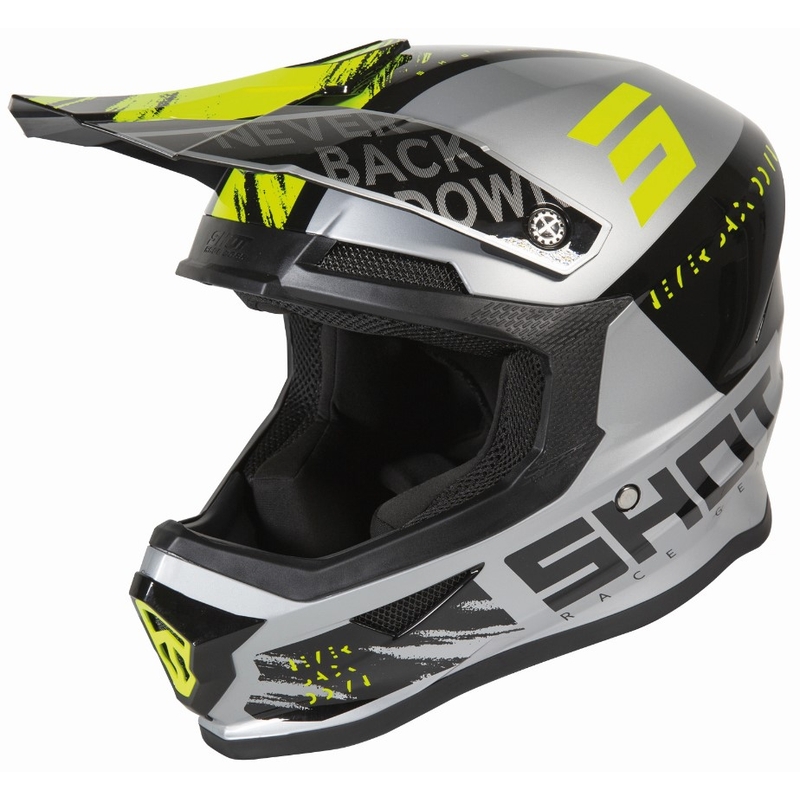 Motocross Helm Shot Furious Draw schwarz-grau-fluo gelb