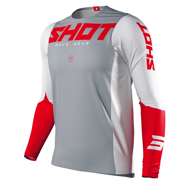 Motocross Jersey Shot Aerolite Airflow grau-weiß-rot Ausverkauf