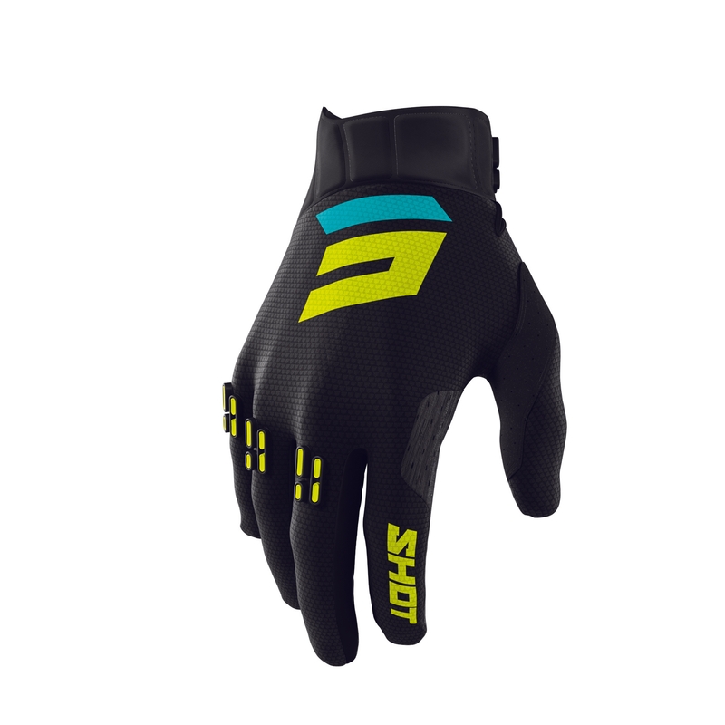 Motocross Handschuhe Shot Aerolite Airflow schwarz-gelb-grün