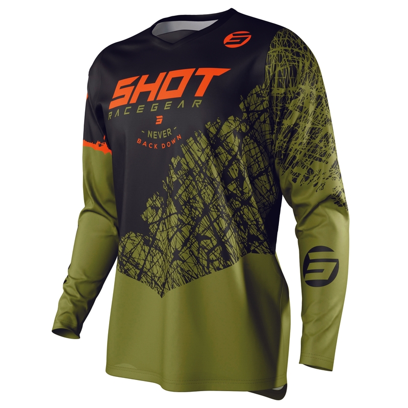 Motocross Trikot Shot Devo Storm schwarz-khaki grün
