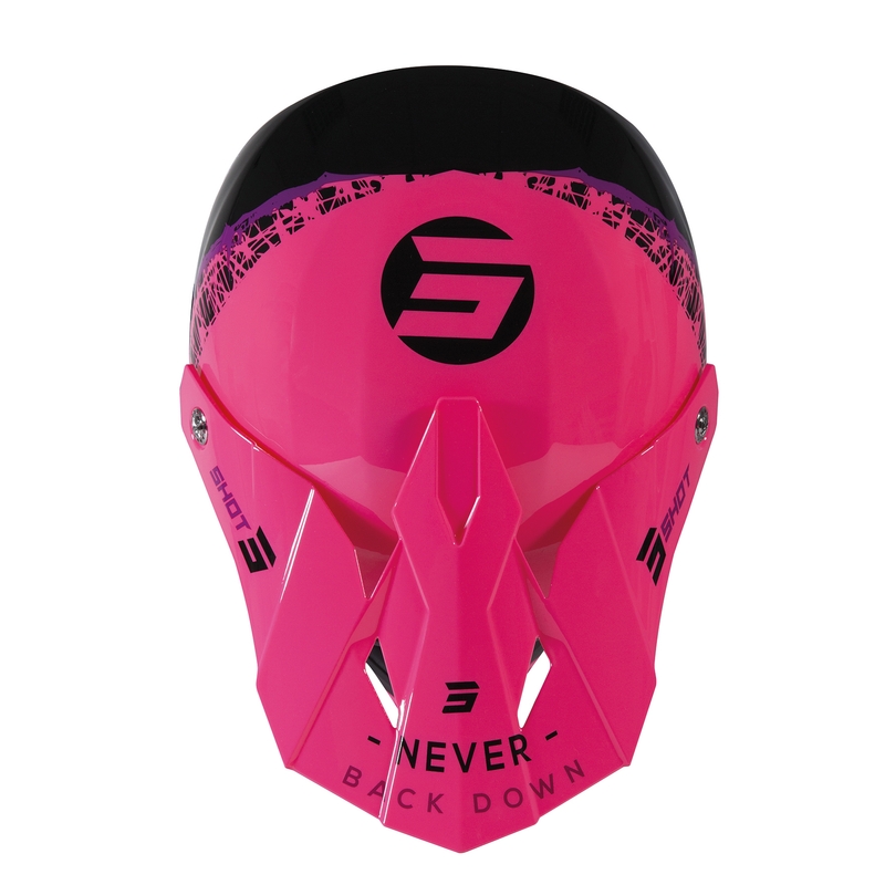 Kinder Motocross-Helm Shot Furious Storm Schwarz-Rosa-Lila Ausverkauf