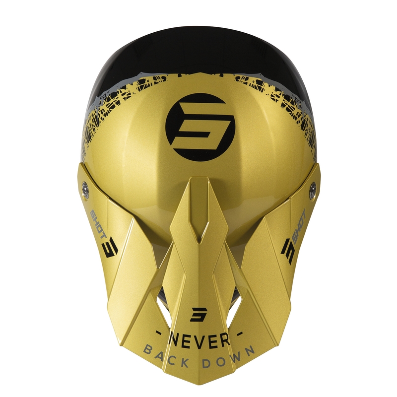 Kinder Motocross-Helm Shot Furious Storm schwarz-grau-gold