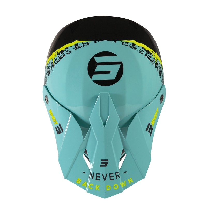 Kinder Motocross-Helm Shot Furious Storm schwarz-grün-fluo-gelb