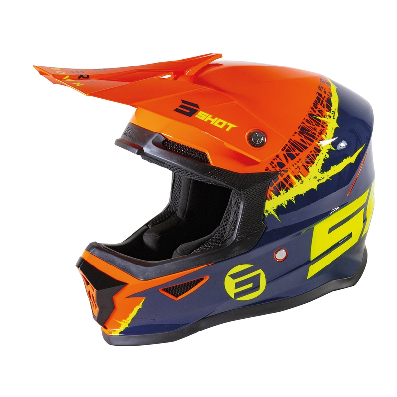 Kinder Motocross Helm Shot Furious Storm orange-gelb-blau Ausverkauf