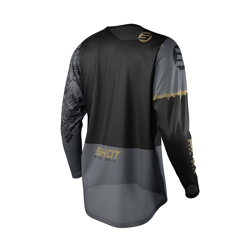 Kinder Motocross Trikot Shot Devo Storm schwarz-grau-gold Ausverkauf