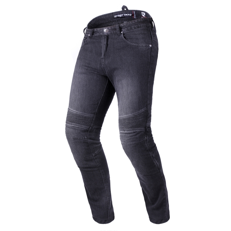Gekürzte Motorradjeans Street Racer Warior CE Schwarz Ausverkauf