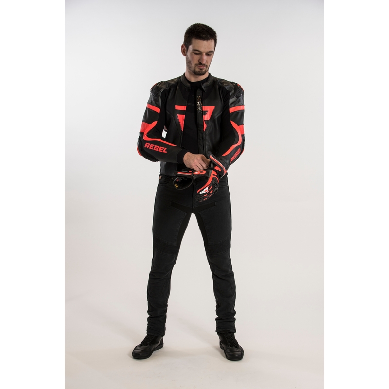 Rebelhorn Rebel schwarz-fluorrote Motorradjacke Ausverkauf