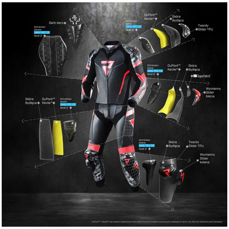 Rebelhorn Rebel Schwarz-Weiß-Fluo Rot Motorradjacke Ausverkauf