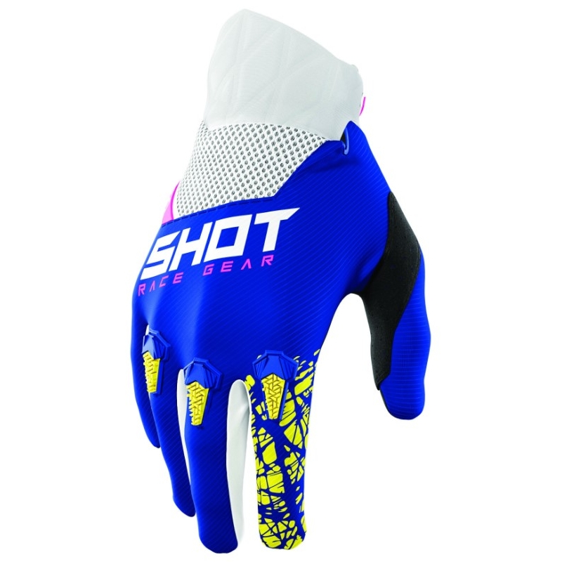 Kinder Motocross Handschuhe Shot Devo Storm blau-gelb-weiß-rosa Ausverkauf