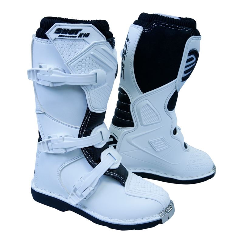 Kinder-Motorradstiefel Shot K10 Weiß Ausverkauf