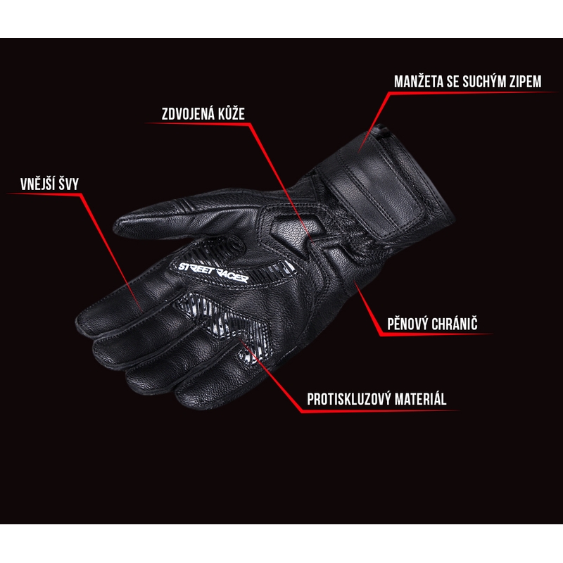 Motorradhandschuhe Street Racer GPR schwarz - Qualität II