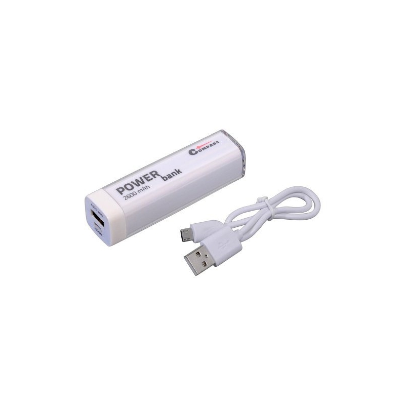 POWER BANK 2600mA weiß + 30cm Kabel