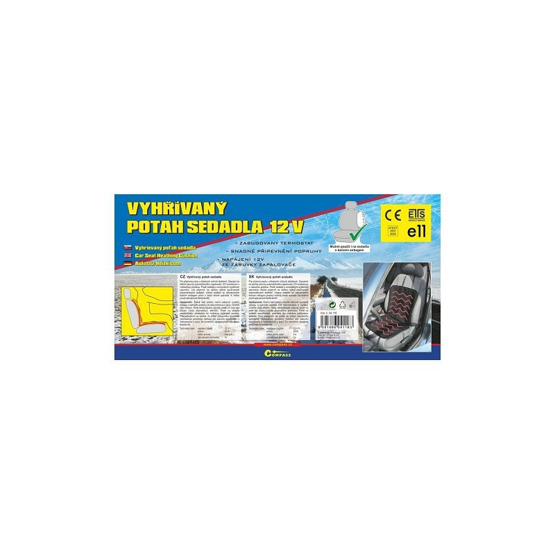 Beheizter Sitzbezug mit Thermostat 12V - schwarz